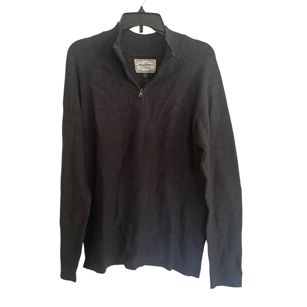 Flag &‎ Anthem 1/4 Zip Pullover Sweater Men's Medium Gray